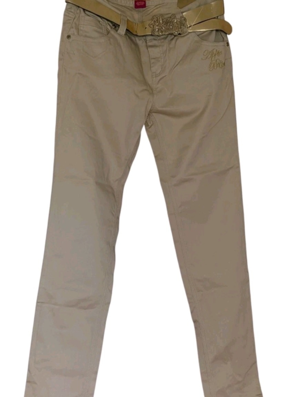 NWT Girls Apple Bottoms Khaki Tan Jeans w/Gold Belt Y2K Vintage Deadstock Siz16